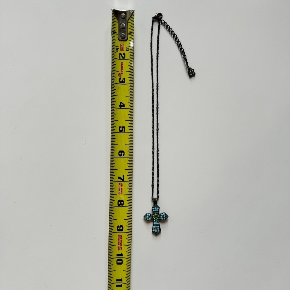 Beaded Cross Necklace in Turquoise - Picture 7 of 7